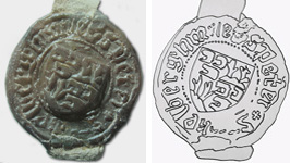 Darstellung Siegel von 1394 sowie nebenstehend eine Pauszeichnung zum Siegel